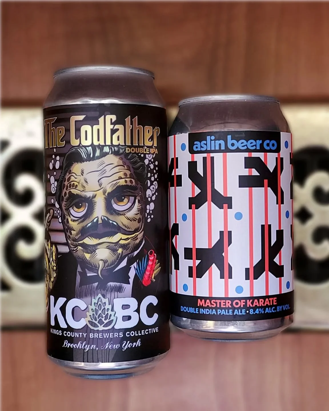 Two double IPAs that we haven't seen in a while! The Codfather from KCBC (with Citra, Nelson, Mosaic, and Motueka hops,) and Aslin Master Of Karate in 12oz cans🍺

#ipa #dipa #aslin #aslinbeerco #kcbc