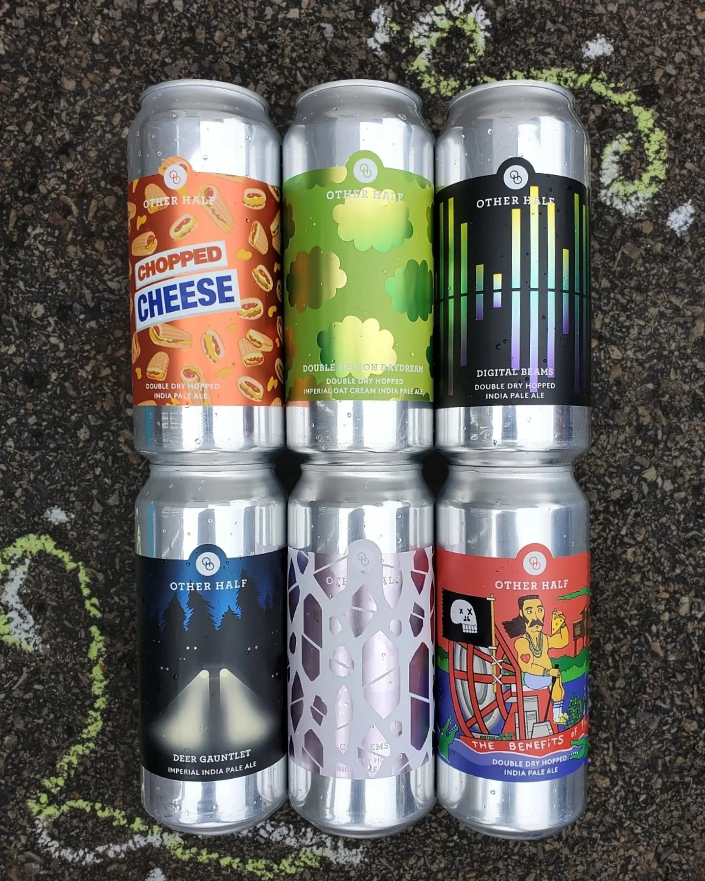 6 Other Halfs just in!!!

&bull;Chopped Cheese - ddh IPA
&bull;Double Nelson Daydream - imperial oat cream IPA
&bull;Digital Beams - ddh IPA
&bull;Deer Gauntlet - imperial IPA
&bull;Cut Gems - ddh IPA
&bull;The Benefits of Pizza - ddh IPA

Cheers!🍻
