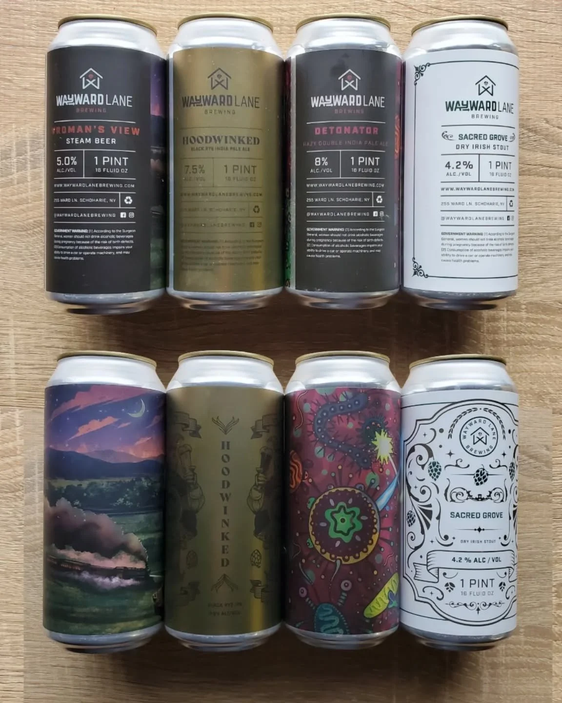 Super fresh Wayward Lane drop!!! Four different  delicious styles, something for everyone. Can't wait to try steam beer, glad to see a brewery bringing back the style!

◇Vroman's View - Steam beer 
◇Hoodwinked - Black rye IPA
◇Detonator - Hazy DIPA
◇