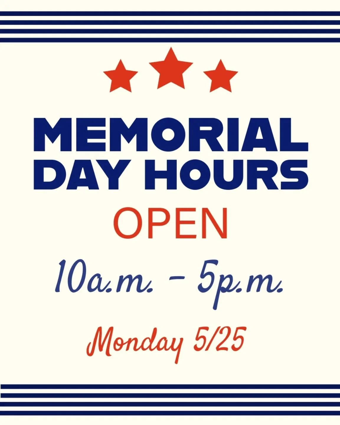 OPEN from 10AM to 5PM today🍻 Don't be caught without a beer when the sun starts to peek back out!

#memorialdayhours #memorialdayweekend