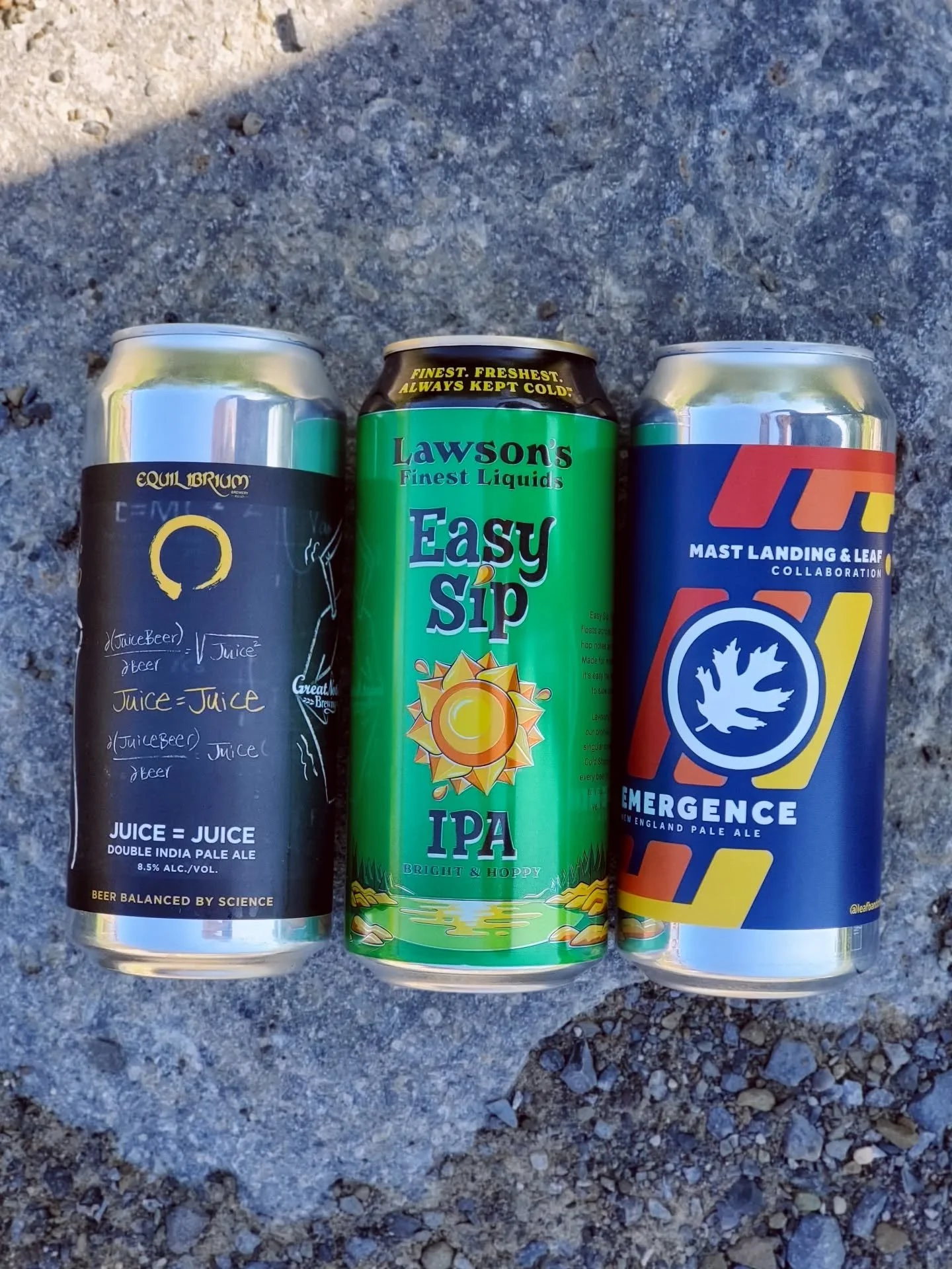 Weekend inspo for the hop heads🔬☀️⛵️

&bull;Equilibrium Juice = Juice - JUICY DIPA, 8.5%, collab with Great Notion

&bull;Lawson's Easy Sip - IPA, 4.5%, and for our permanent passengers on the Noah Kahan train: this is a staple *Vermont* brewery

&b