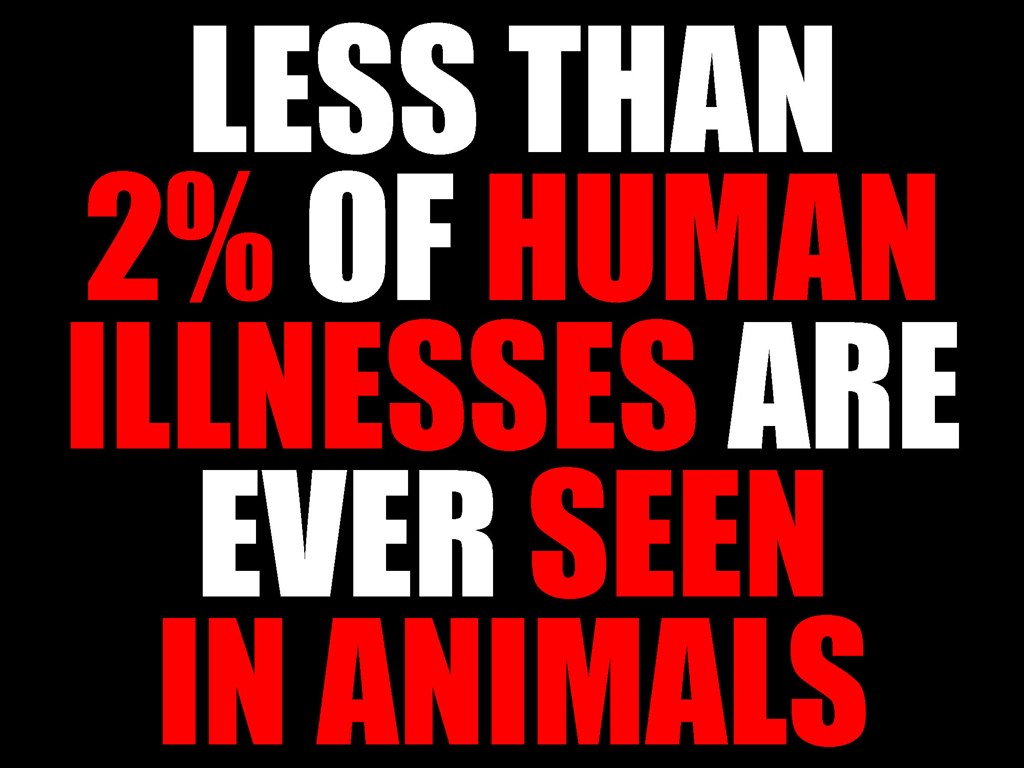 less than 2% of human illnesses are ever seen in animals.jpg