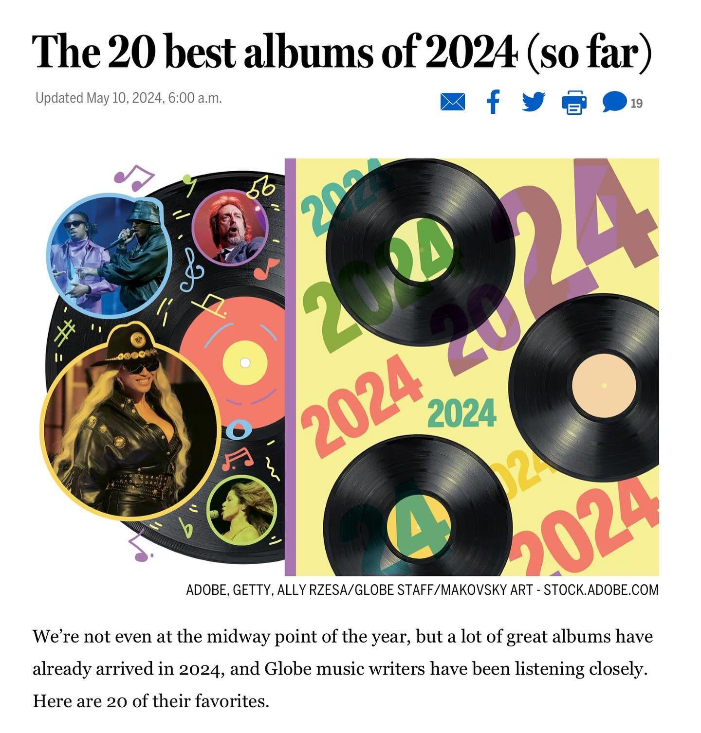 It&rsquo;s not every day you find yourself on a list with Beyonce! Huge thanks to the Boston Globe and Jon Garelick for including &ldquo;Riley&rdquo; on their list of &ldquo;The 20 Best Albums of 2024 (So Far).&rdquo; Honored to be amongst heroes lik