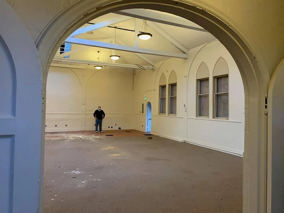  150 Eureka Street — post MCC San Francisco. Jim MItulski in the sanctuary after the building was sold and before it was renovated. Photo by Todd Atkins-Whitely. 