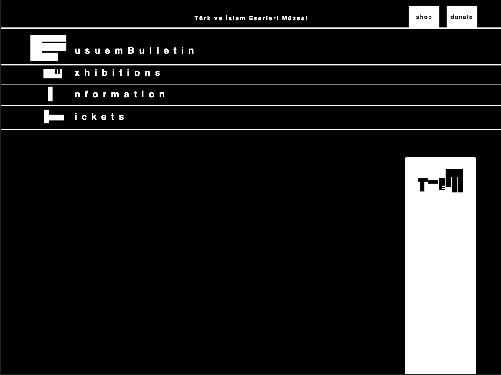 Webpage Design No.1 with reimagined logo for Turk ve Islam Eserleri Müzeri.