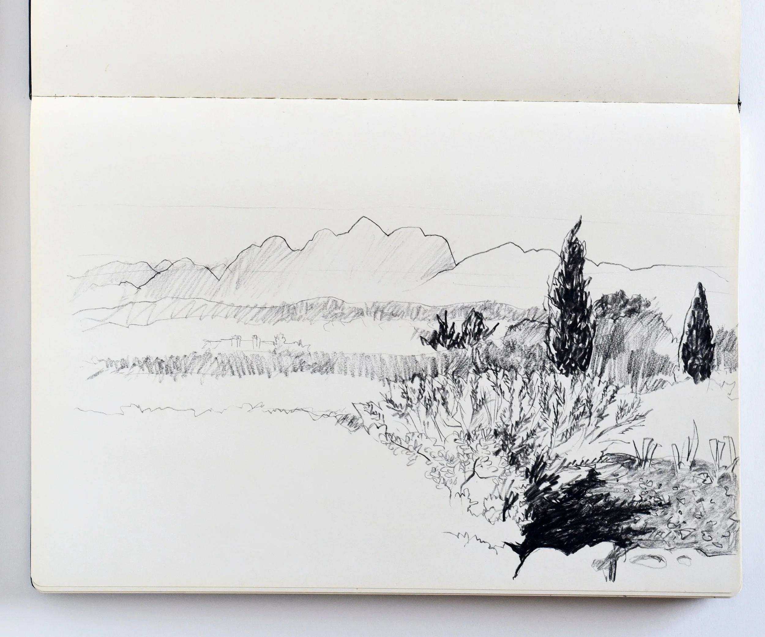 Drawing of view of Alpilles in Saint-Rémy-de-Provence