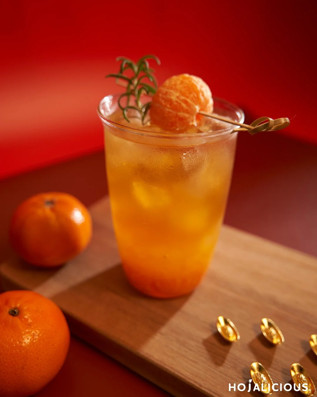 Citrus Jasmine Tea made with jasmine green tea, mandarin orange, orange syrup, and agar boba