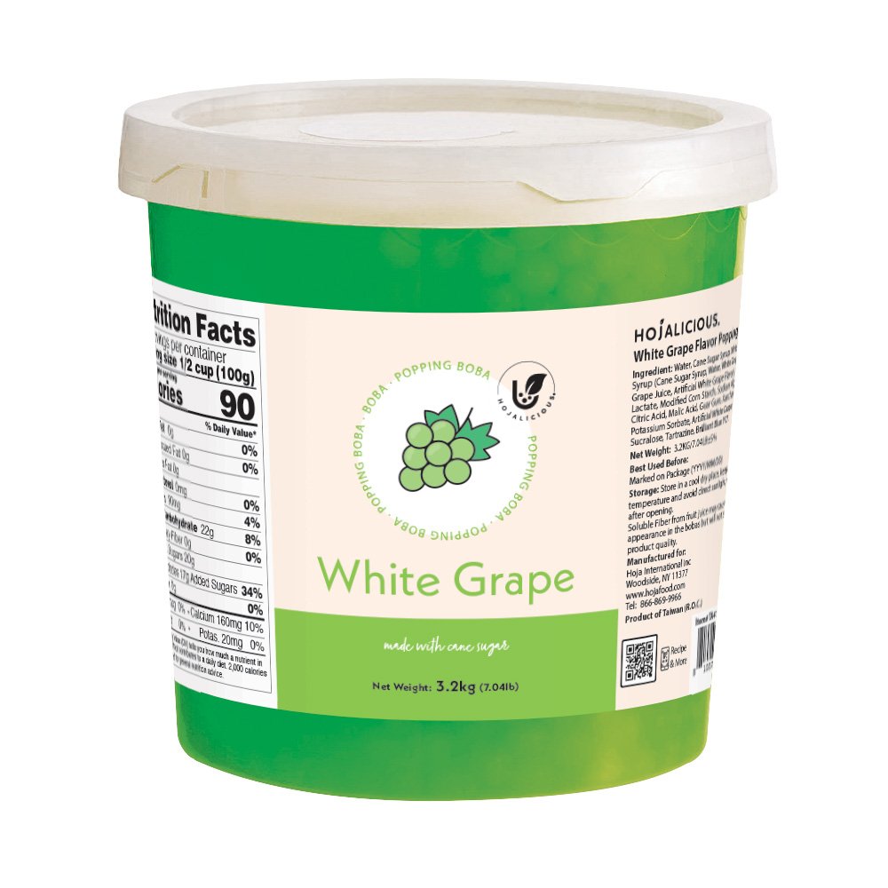 White Grape Popping Boba Packaging