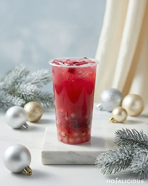 Pink Dragon Fruit Green Tea with Popping Pearl