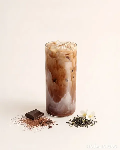 Earl Grey Cocoa Latte made with Earl Grey tea, premium Belgian cocoa powder, fresh milk, and cane sugar syrup.