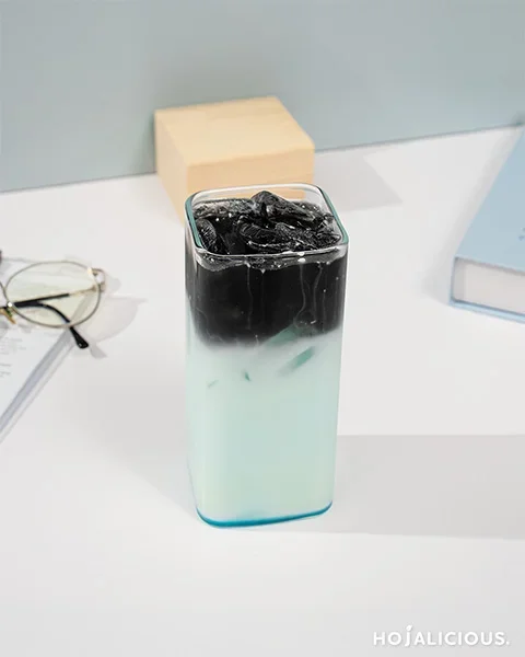 ESTJ Obsidian Vanilla Latte, aesthetic coffee drinks with black and white gradient layers