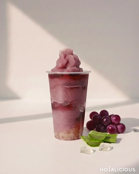 Grape Oolong Tea Slush with Aloe Vera 