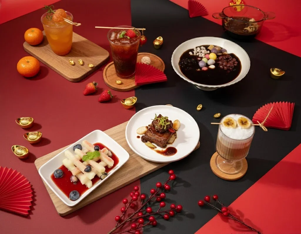 Global New Year seasonal drinks and festive food applications presented for commercial foodservice menus, highlighting winter and Lunar New Year menu opportunities