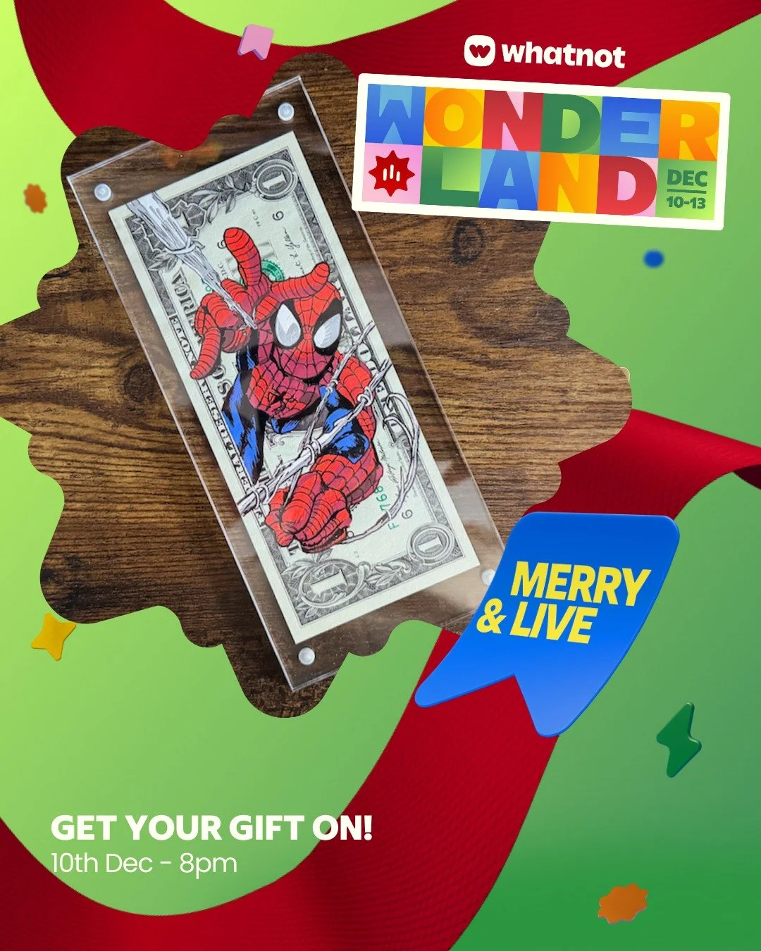 I'll be MERRY &amp; LIVE on Dec 10th over on Whatnot.
Come grab some last-minute Christmas gifts

#artofshane #whatnot #christmasgifts #bespokeartwork #perfectgiftidea