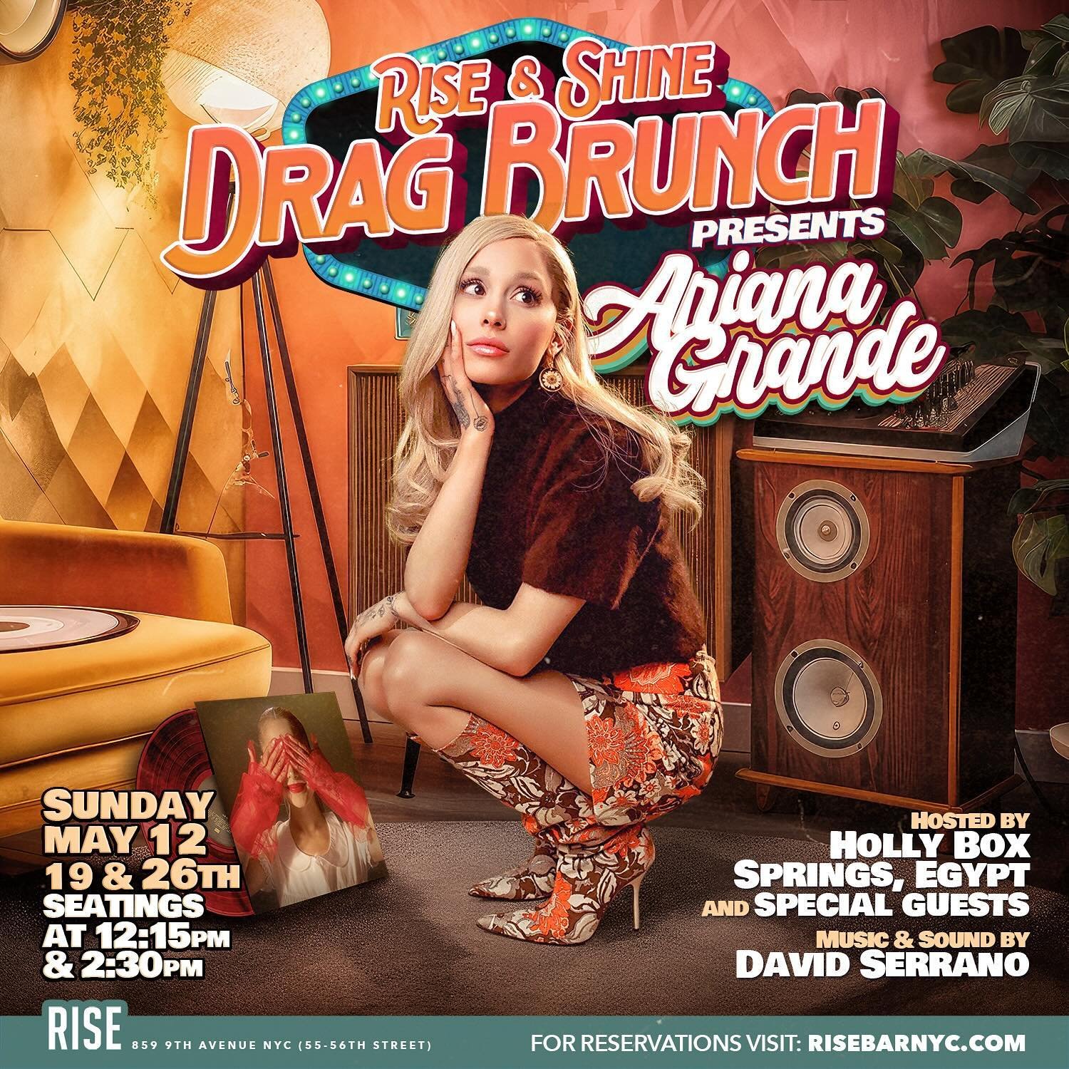 Sunday we are kicking off our Ariana Grande Drag Brunch at Rise! Get your reservations NOW in our bio! Seating at 12:15 and 2:30!