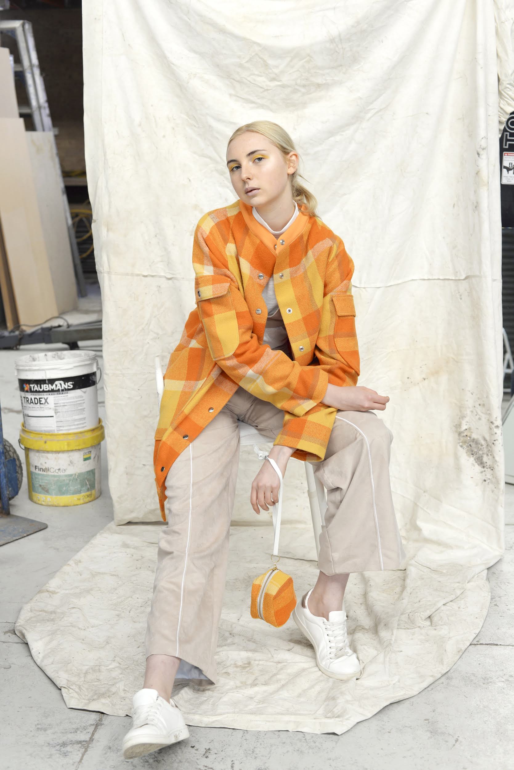 RE-PSYCH BLANKET BOMBER JACKET - TANGERINE PLAID