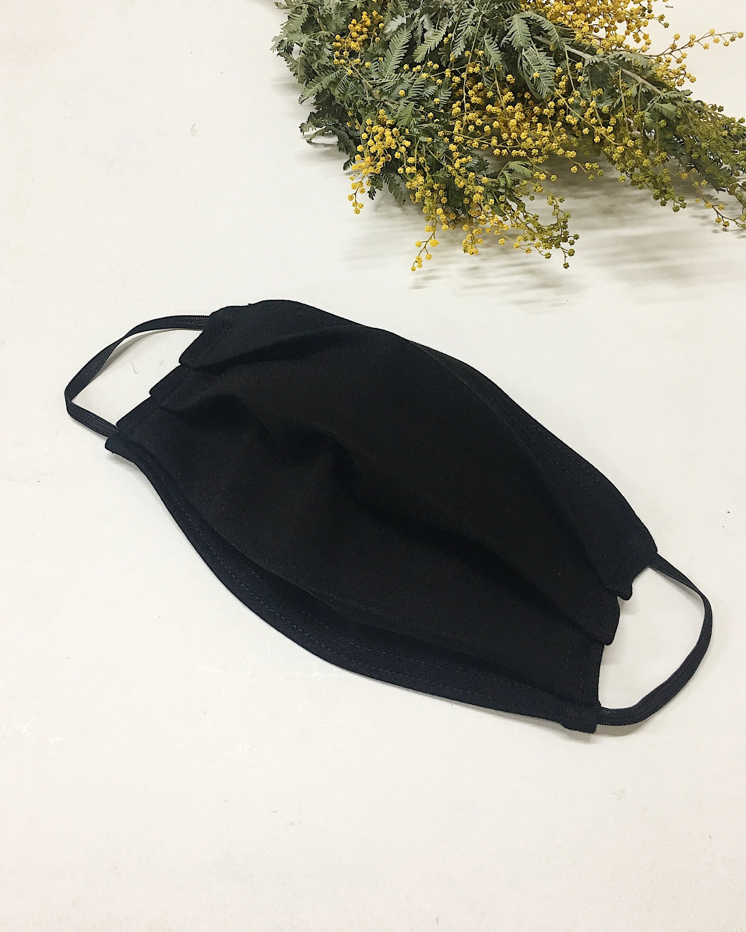 Black Pleated Re-Usable Face Mask