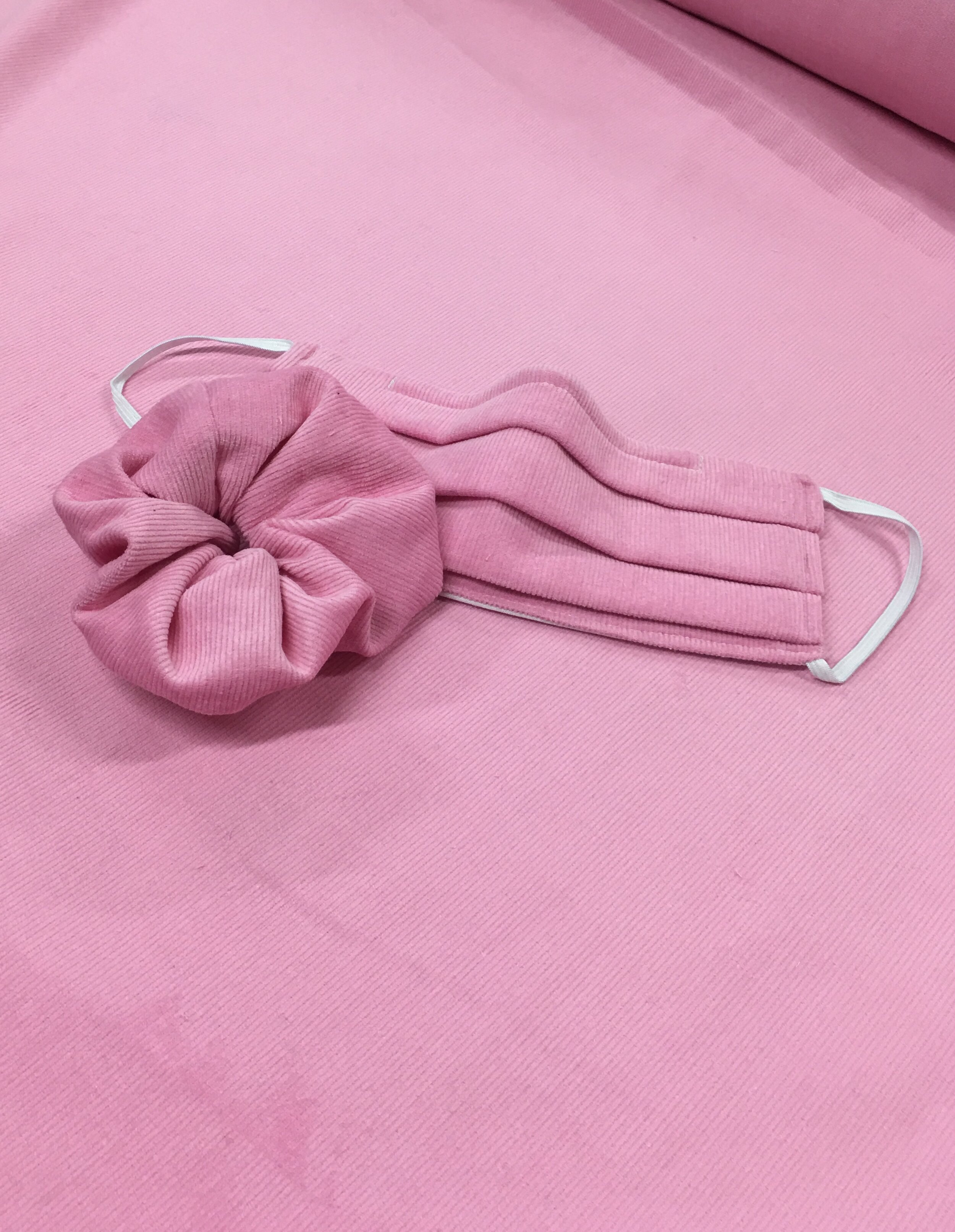 Corduroy Face Mask + Matching Scrunchie Set