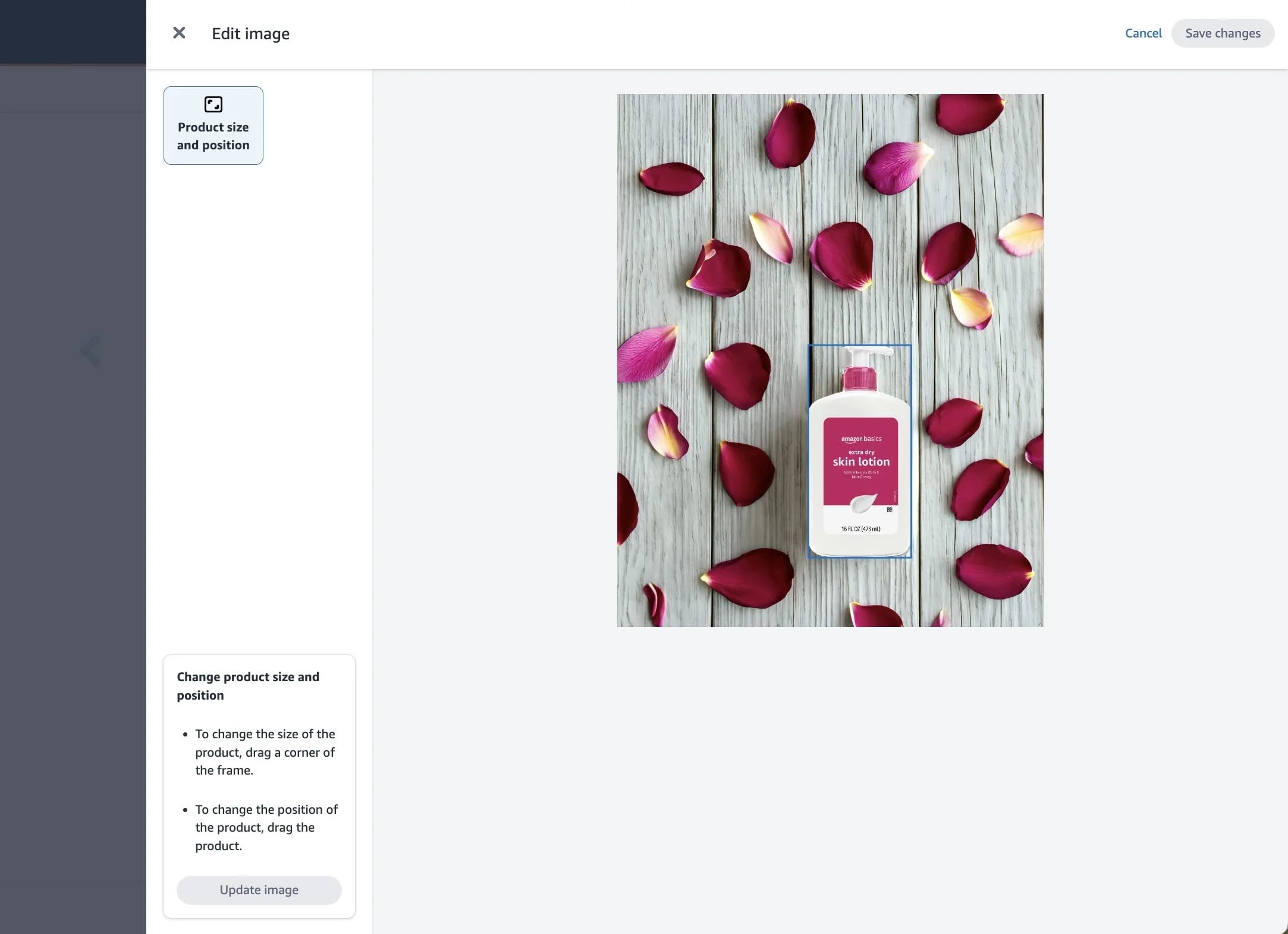 AI Image generation now supports editing product scale and position