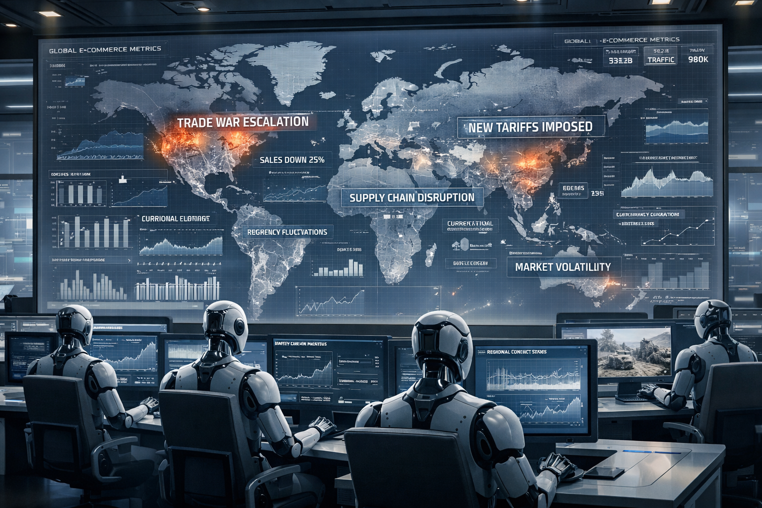 Multi-Agent Commerce in an Era of Global Tariffs, Economic Conflict, and Kinetic Warfare