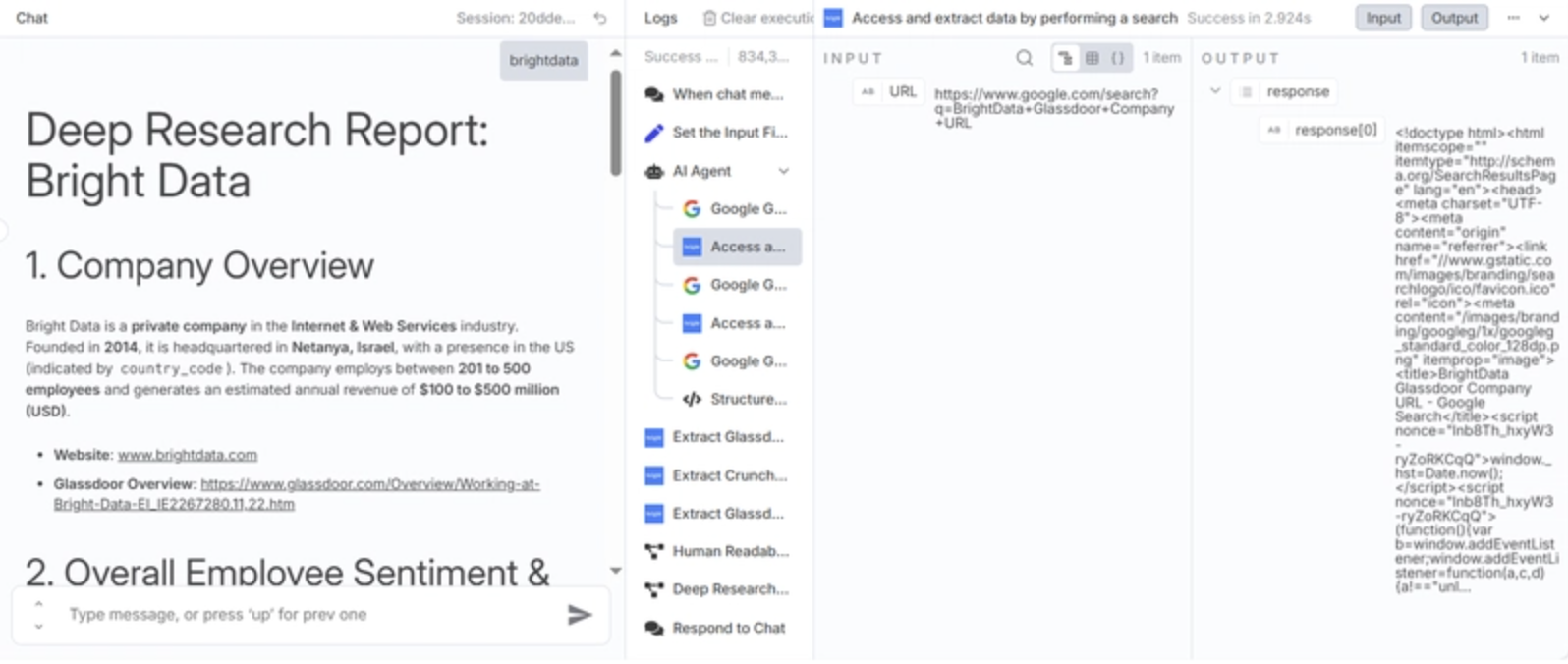 BrightData Company Deep Research Report with AI Agent, Google Search, Glassdoor and CrunchBase + Google Gemini