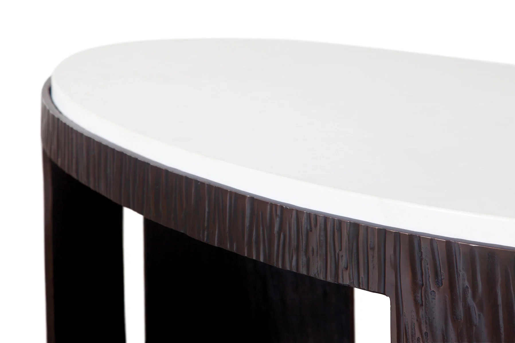 Ogden Cocktail Table No. 1 with stone top, 3/4 view detail