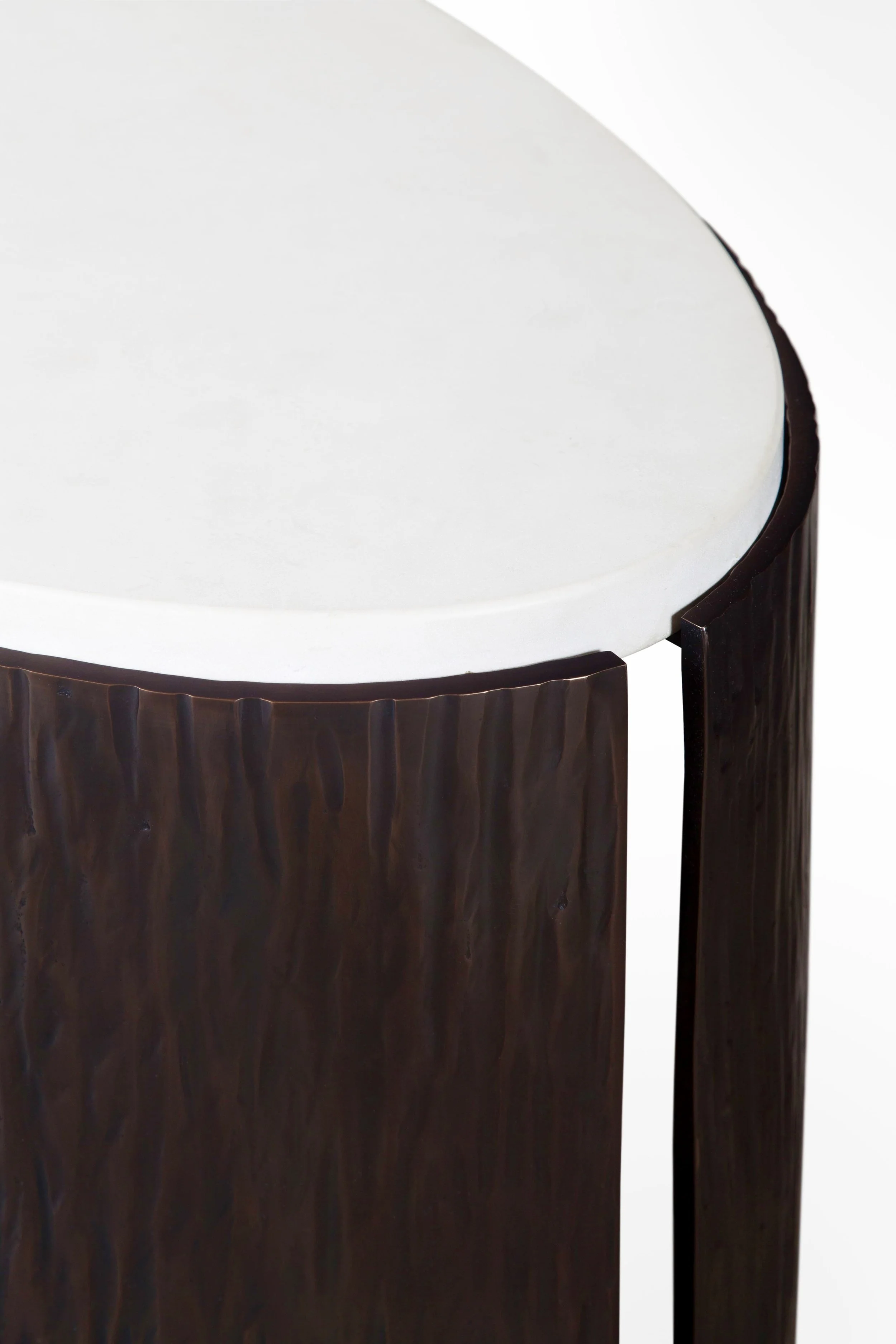 Ogden Cocktail Table No. 1 with stone top, end detail