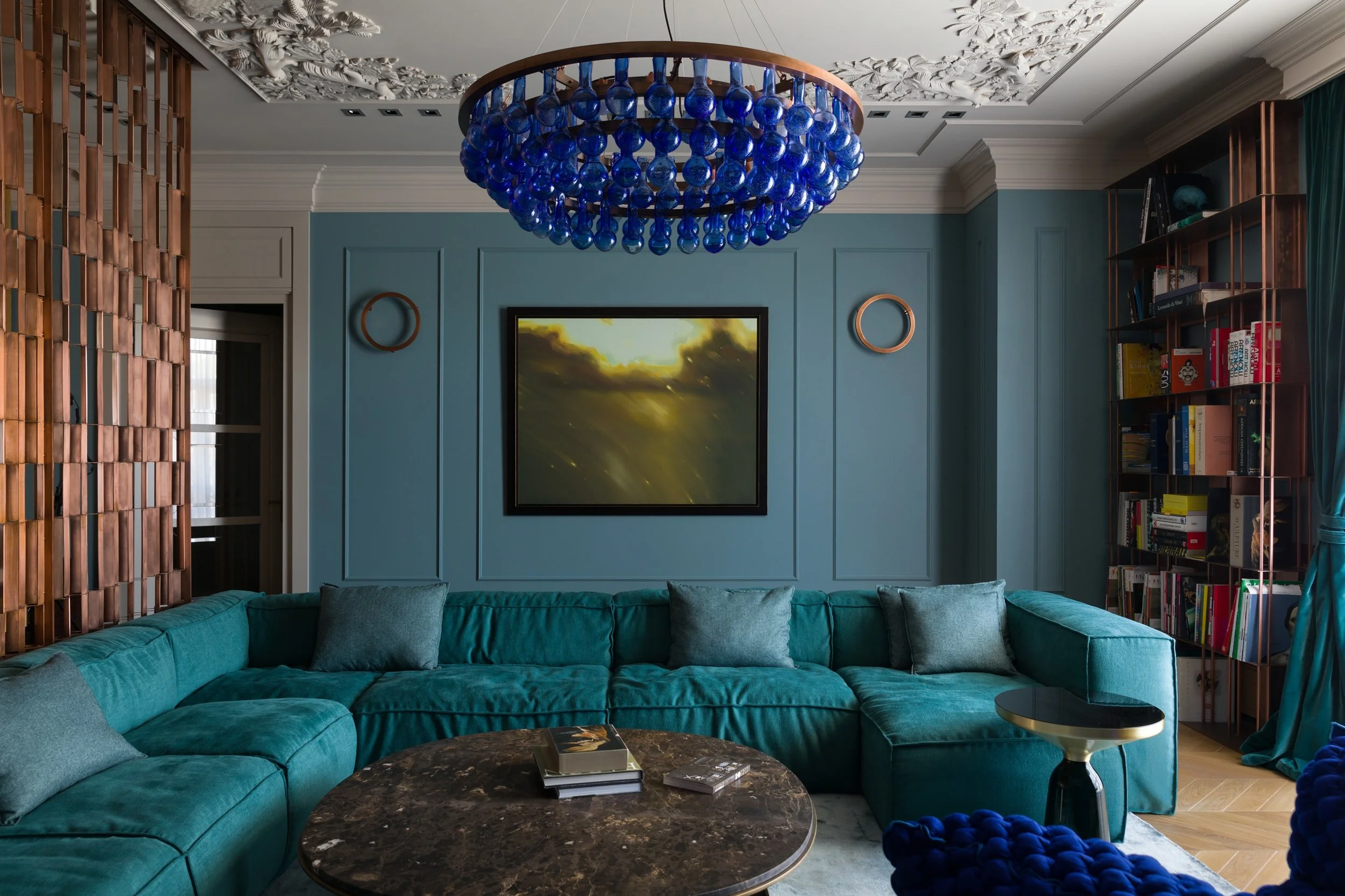 The apartment building is located in a historical quarter with deep history, that’s why the authors and the owners agreed on transferring the historical spirit of the city into the interior and making it a favorable background for modern design and art objects. It resulted in an artistic interior that creates harmonious atmosphere, with art objects and personal space for each family member.