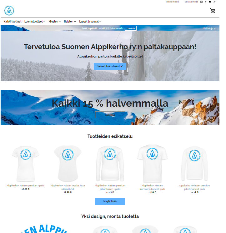 Alppikerhon paitakauppa on nyt avattu! 