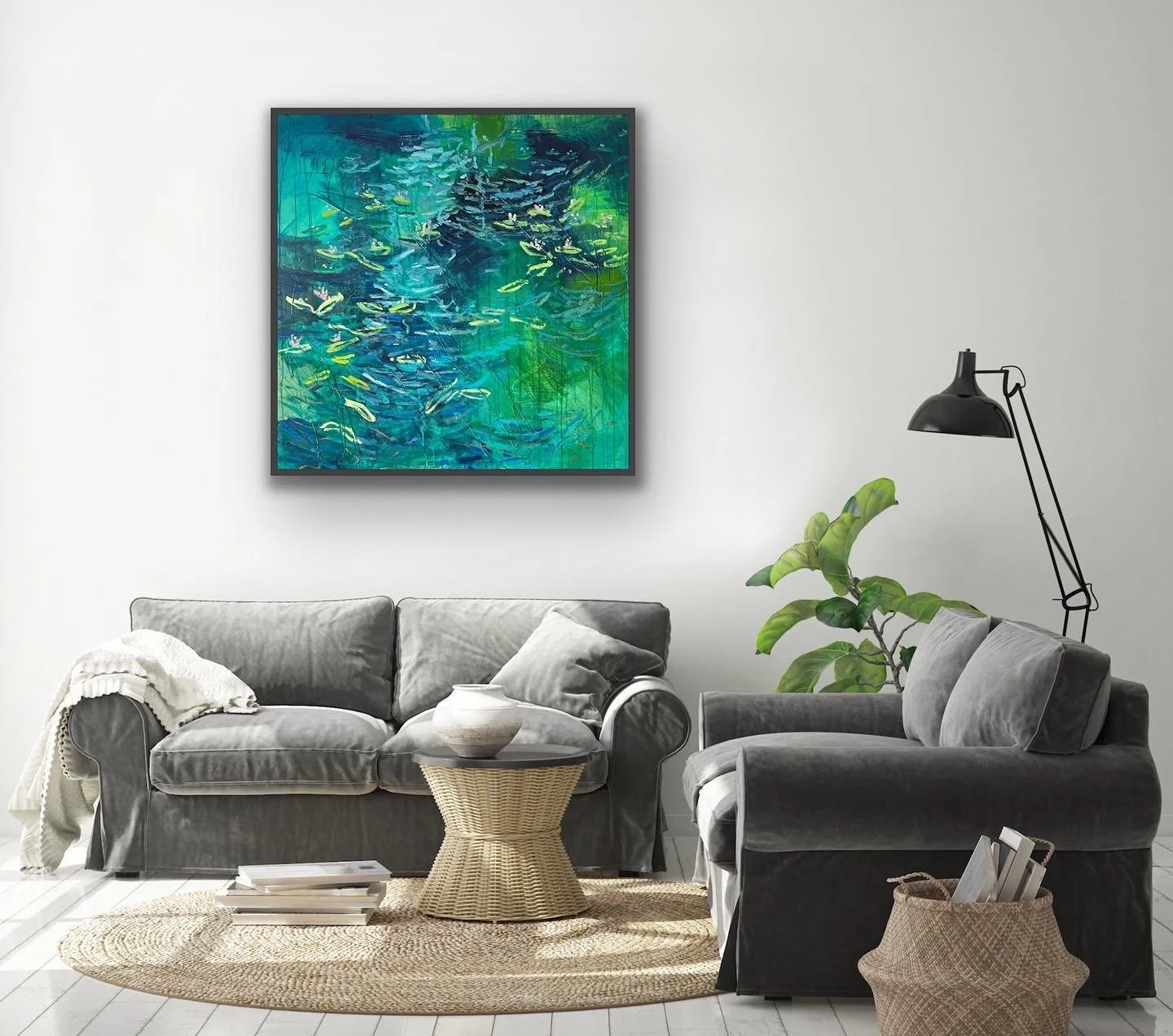   Reflections 1  (different setting)  1m x 1m  Acrylic on Canvas  SOLD Held in a Private Collection In London 