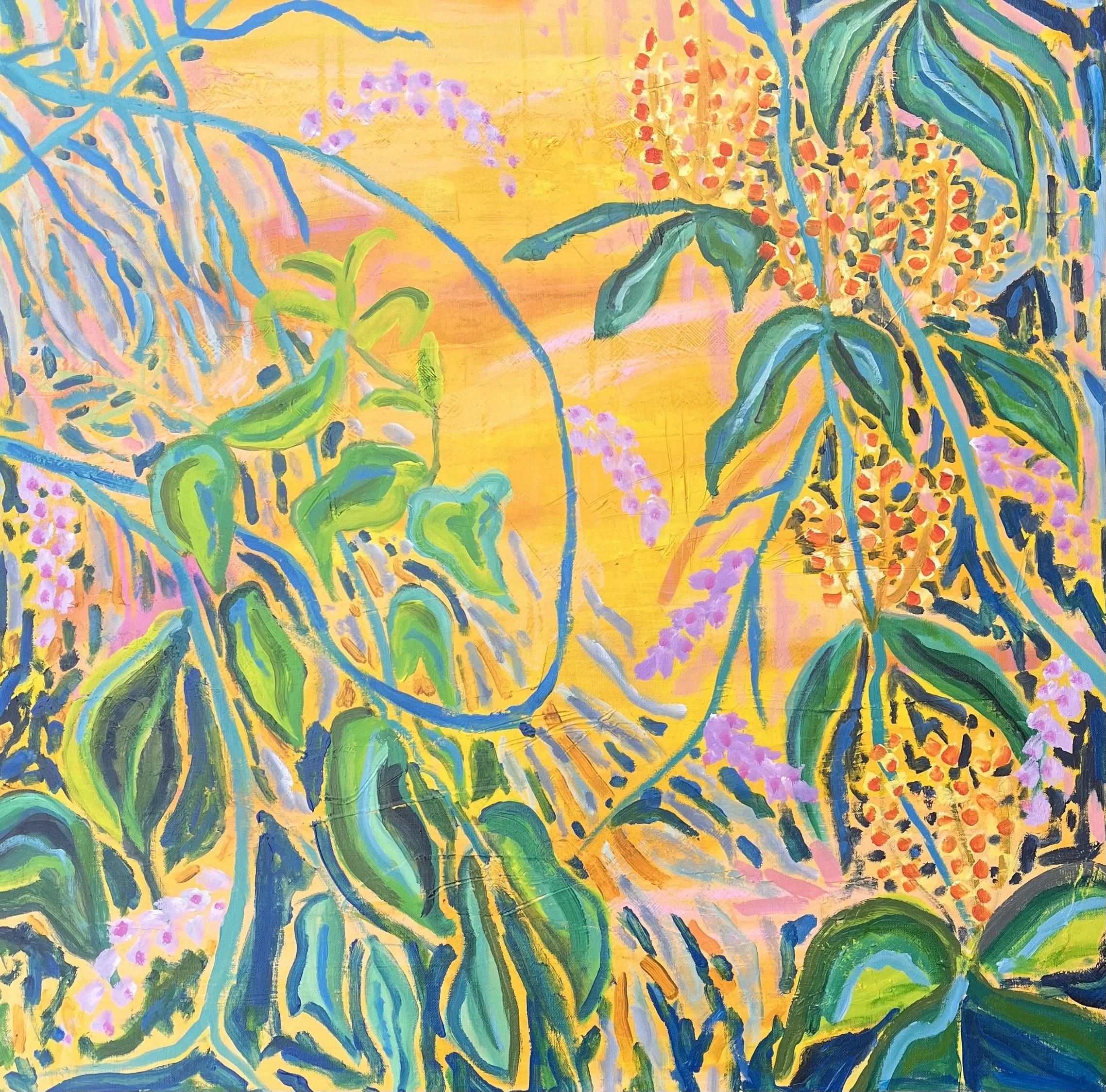  Summer Overflow  1m x 1m  Acrylic on Canvas  Held in a private collection in Pimlico, London 