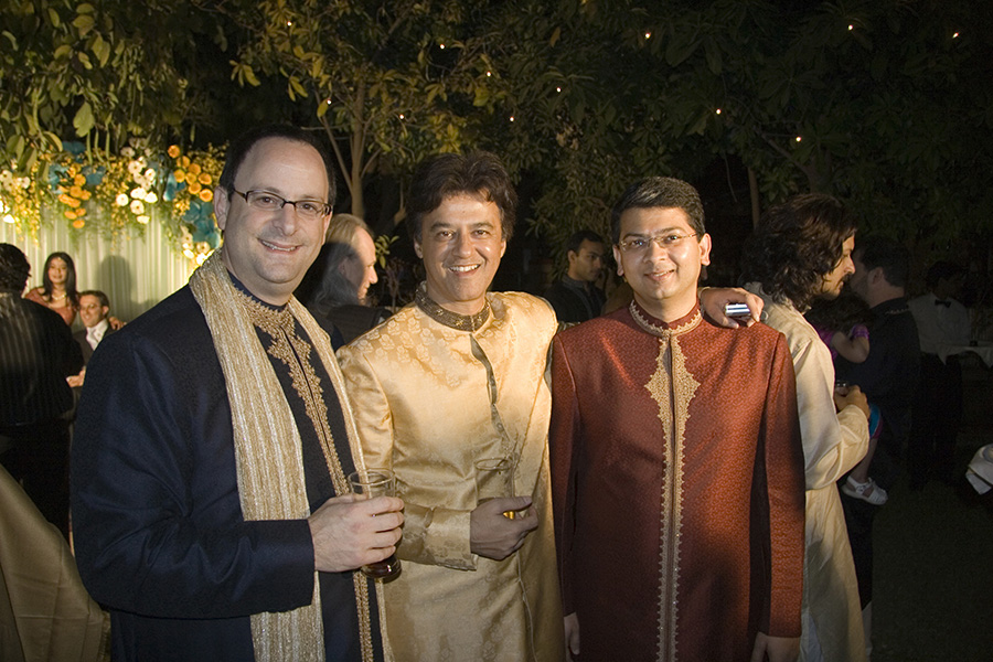 Rakesh Mathur, Webaroo's CEO (middle) with his start up co-founders, Bradley Husick (left): and Beerud Sheth at a traditional Indian wedding earlier this year. Mathur who founded the successful virtual database company Junglee in 1996 - which was sold to Amazon for $200m just two years later.