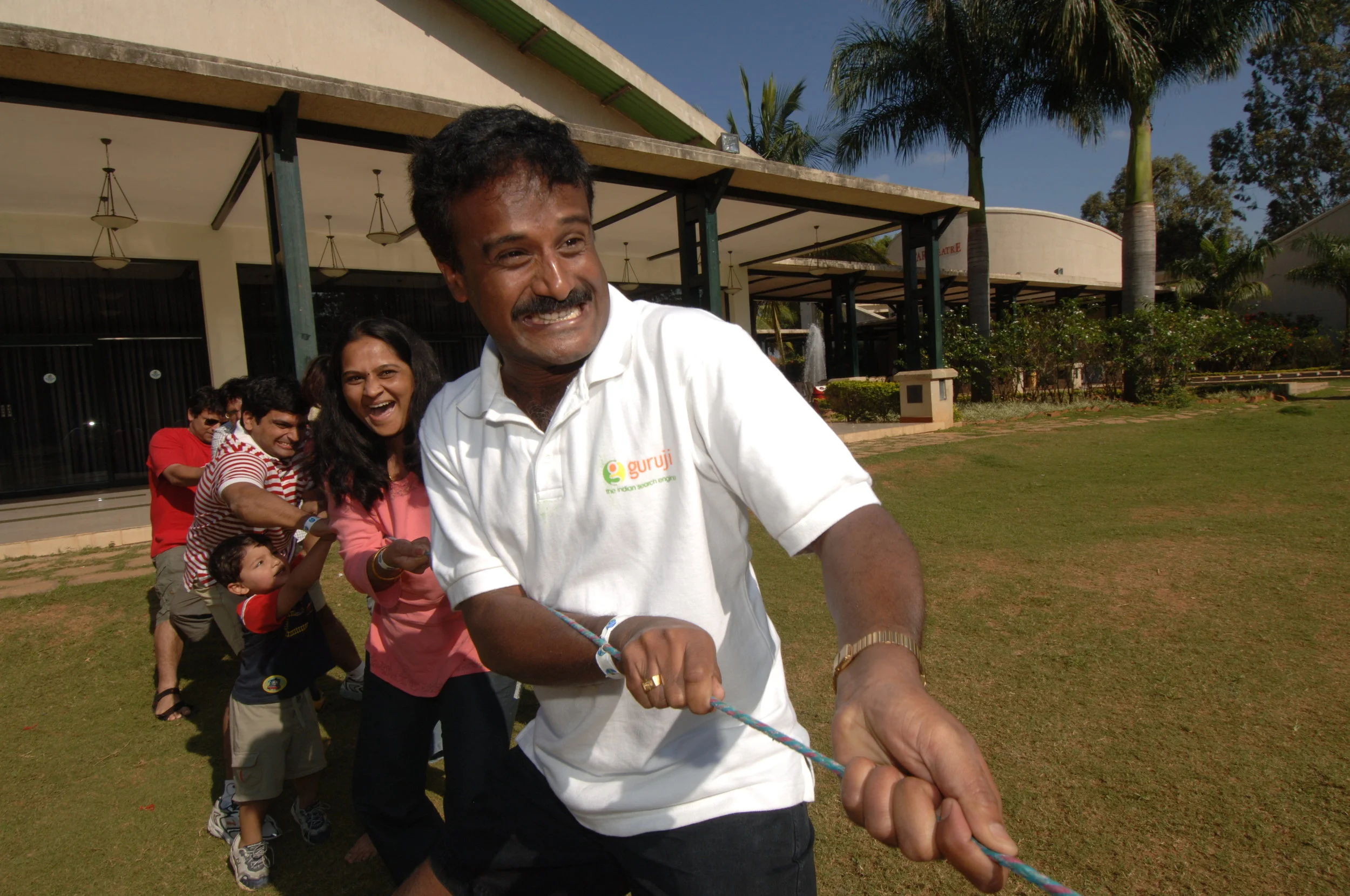  Guruji employees enjoying a game of ‘tug of war’ at play day at Club Cabana at an exclusive resort on the outskirts of Bangalore.&nbsp; 