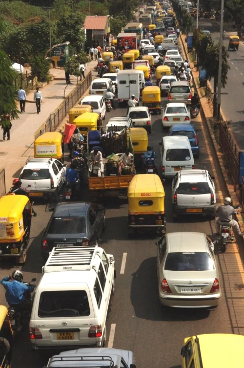  Here on the Airport Road. Traffic rarely creeps above 10kms an hour. Bangalore’s 5m plus population has created a GDP of 8.3% for its city.&nbsp; 