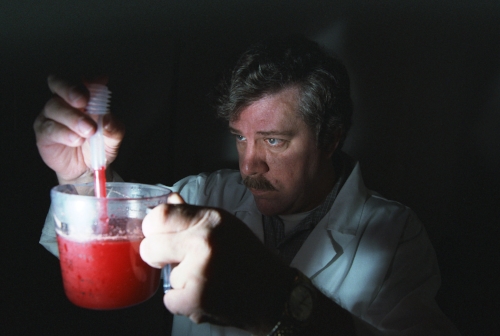  Fred Eichhorn working on different flavour options for the vitamin/ supplement formula he’s devised to help boost the immune systems of cancer patients. 