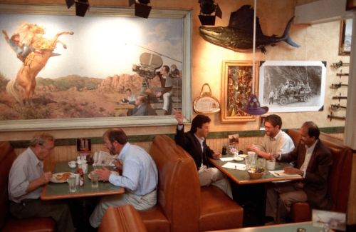 Rakesh Mathur, CEO of Junglee.com meeting with his “angel” investors at Bucks restaurant which has been home to many a deal-making occasion