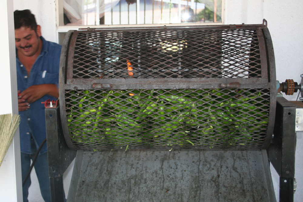 Green chile roasting