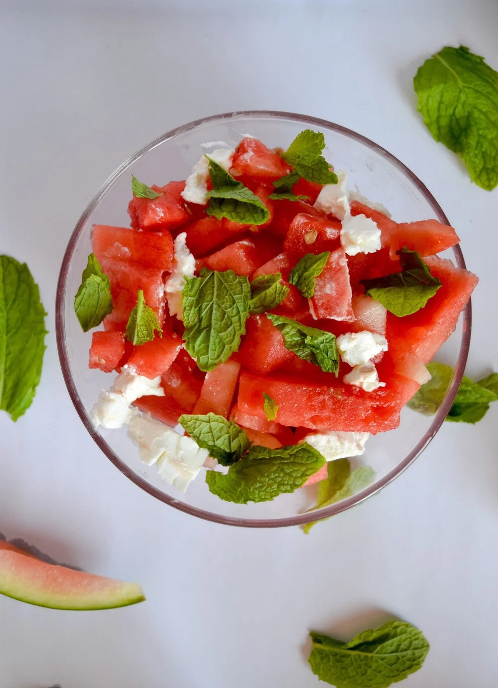 Watermleon-Mint and Goat Cheese Salad with Balsamic Drizzle