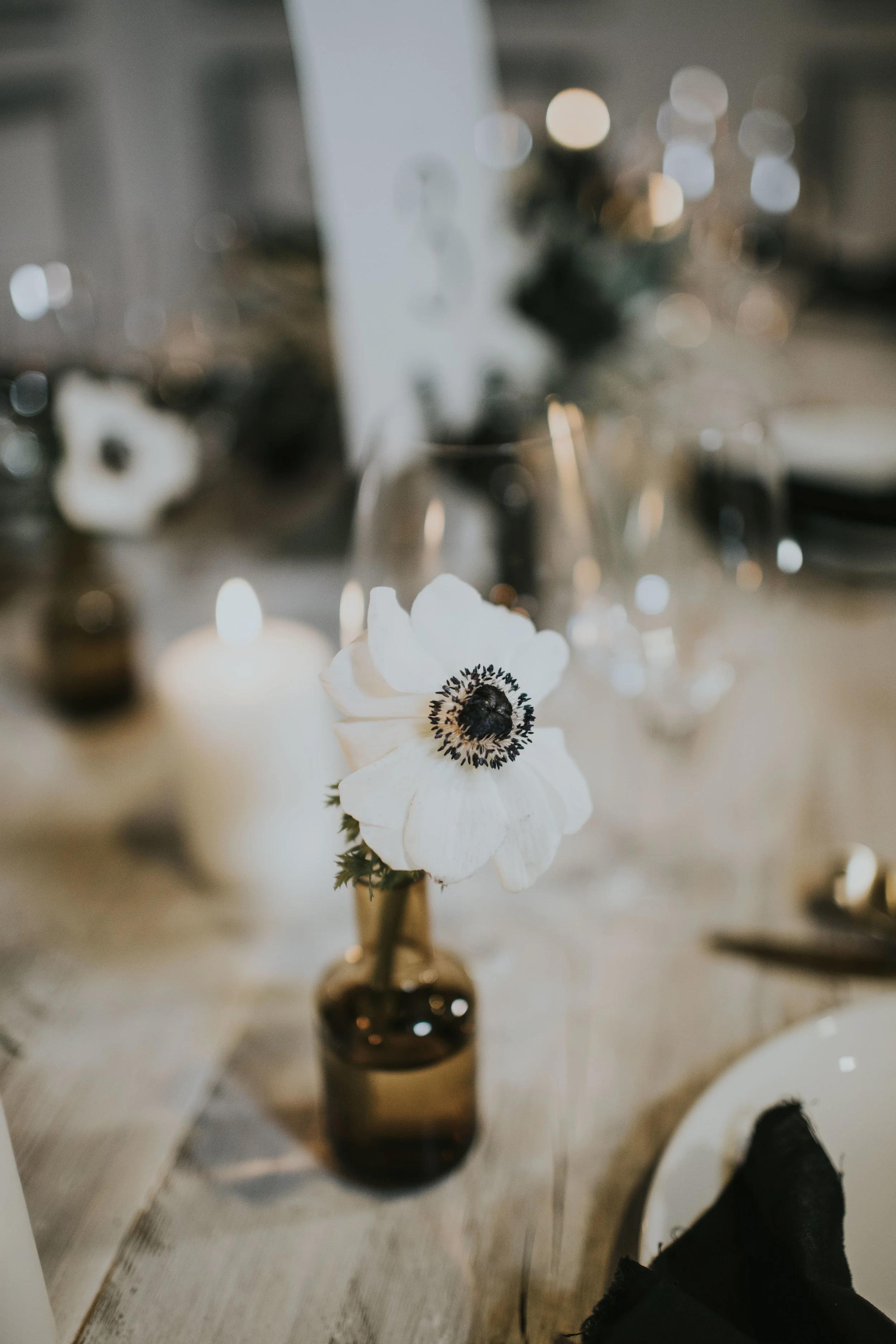 Monchrome wedding bud vase