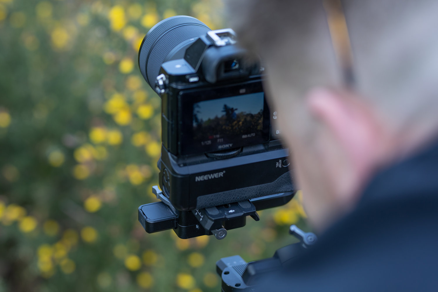 Images above: Behind the scenes of Benjamin from Race Wedding Videography filming Georgia & Bradley in North Norfolk. Image below: Spot the drone…capturing a different vantage point on film.