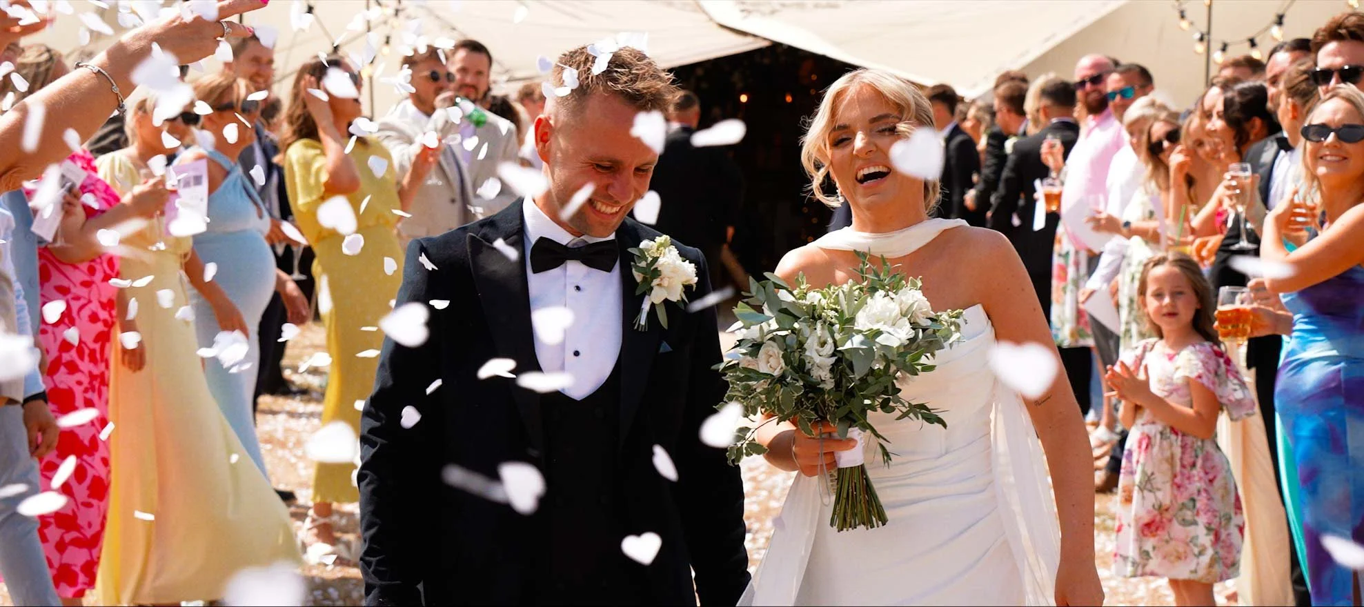 Bride and groom at Tipis at Bertie's Barn wedding venue