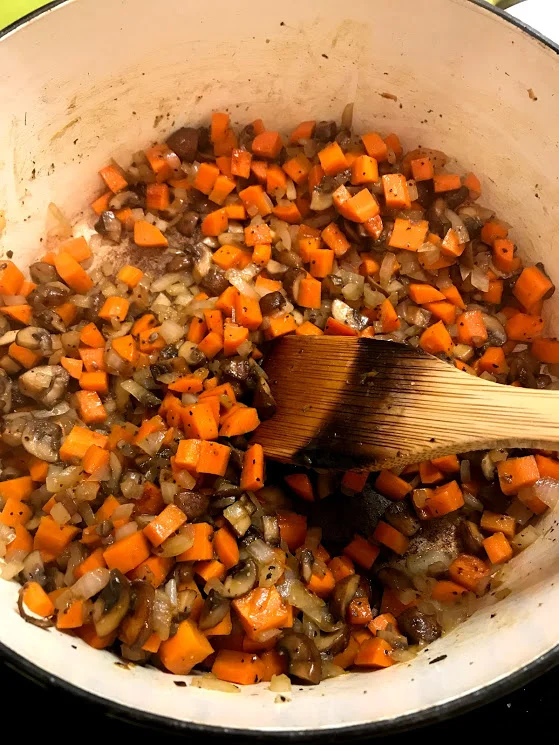 OOooh, it's starting to look delicious! Now scoop it all out and put into a bowl and set aside.