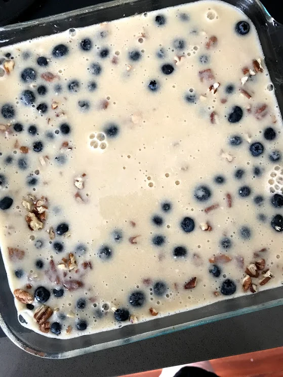 The rest of the custard joins the party, give it a jiggle so everyone gets a touch of that banana cream.