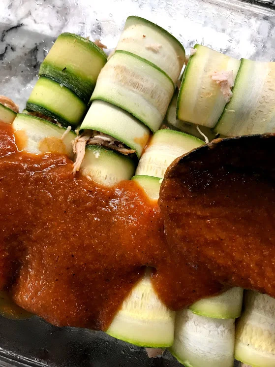 Pour the sauce over and throw it into the oven!