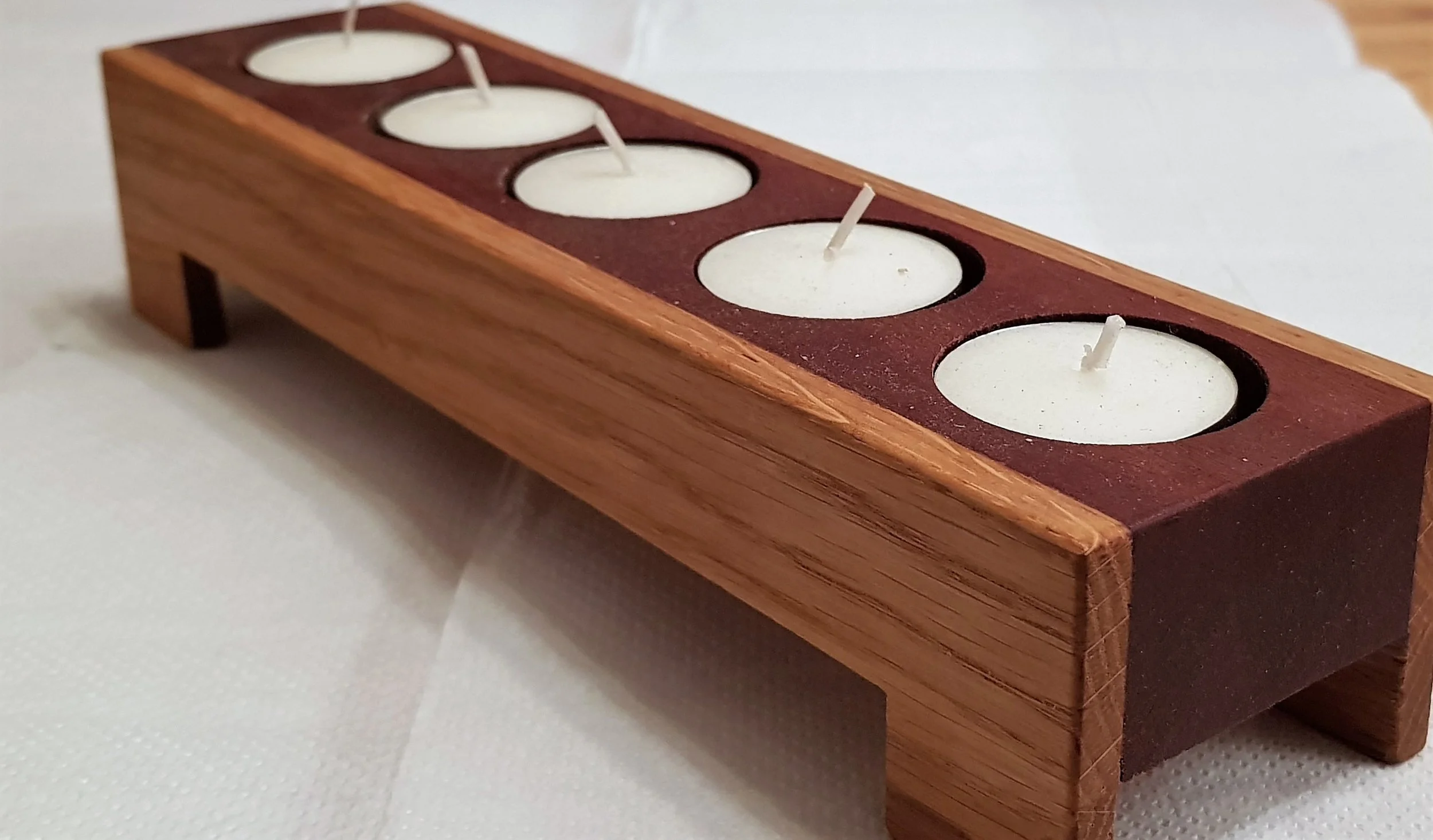 Sapele &amp; Oak Tealight Candle Holder 