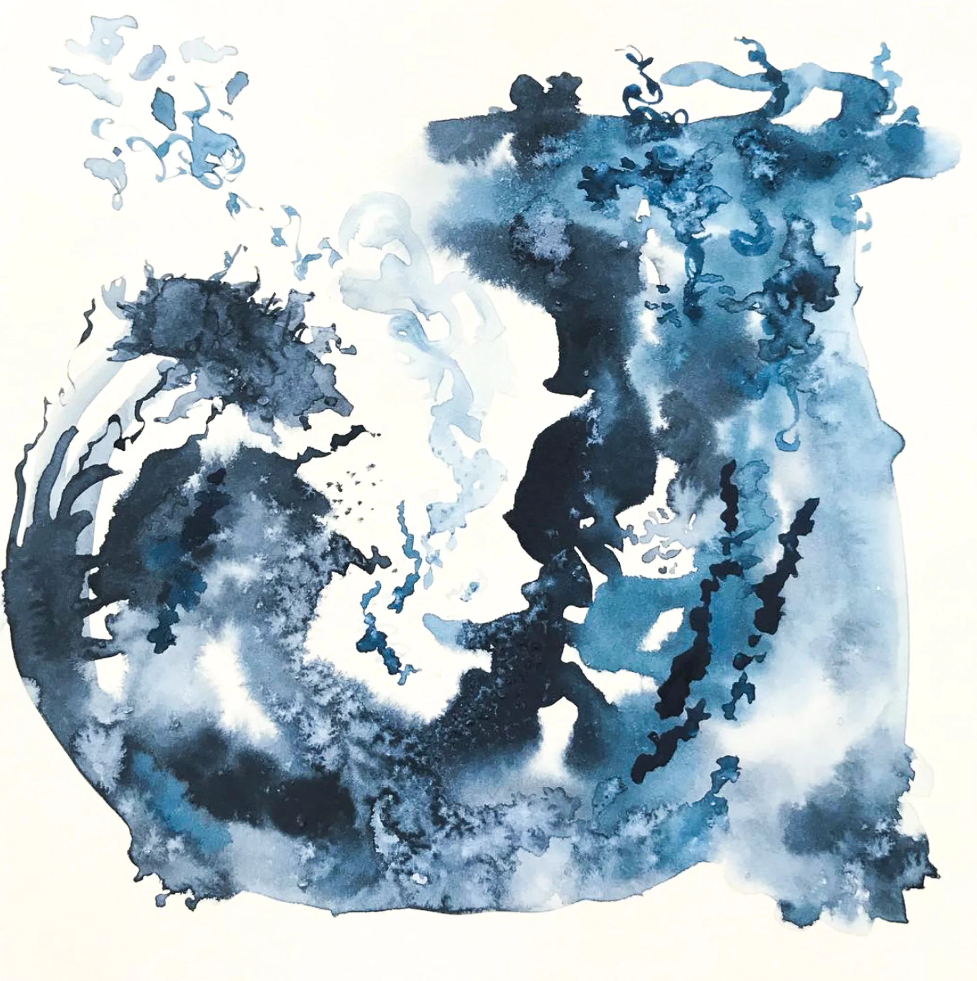 "Wave of Obvious," 2017. 6x6" watercolor, ink on 100% cotton hot press watercolor paper. © Sarah B. Smith Art.