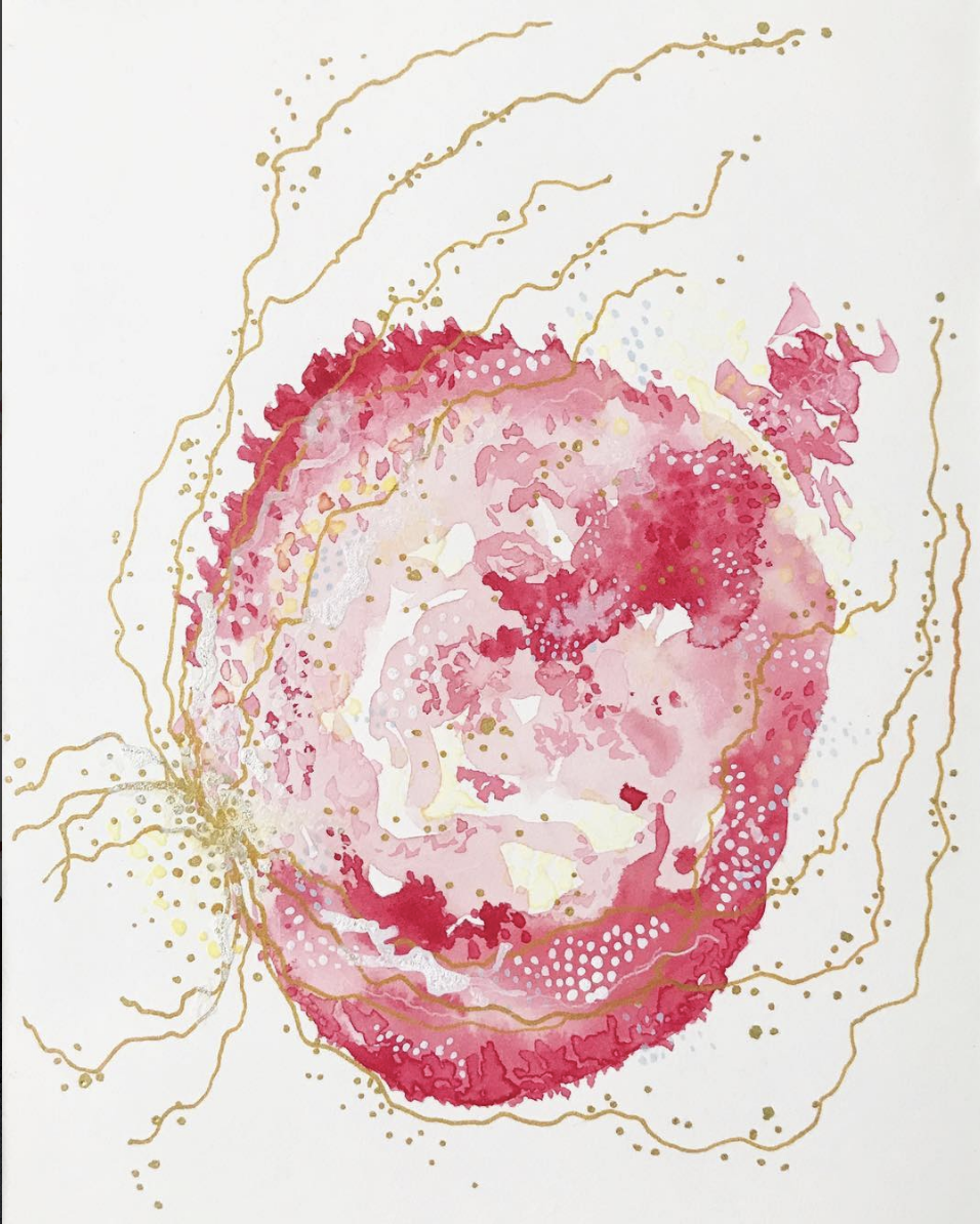 "Soft Spaces," 2018. 6x8" watercolor, ink on 100% cotton hot press watercolor paper. © Sarah B. Smith Art.