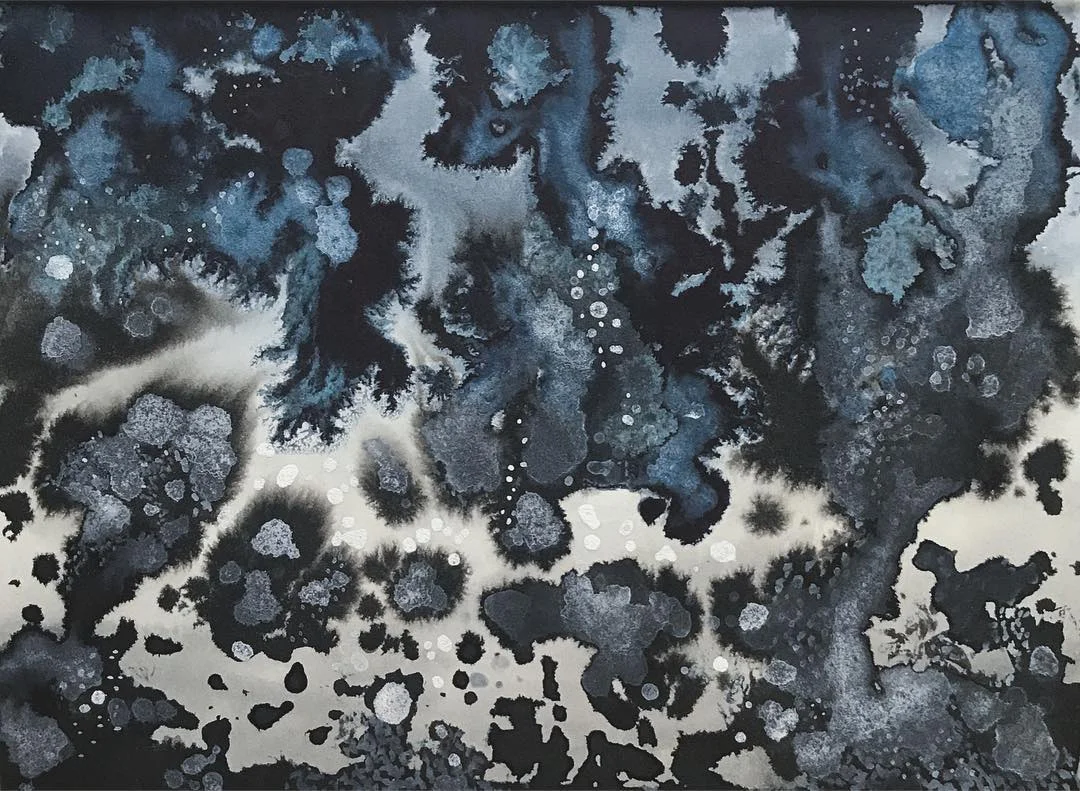"Space Exploration," 2018. 6x8" watercolor, ink on 100% cotton hot press watercolor paper. © Sarah B. Smith Art.