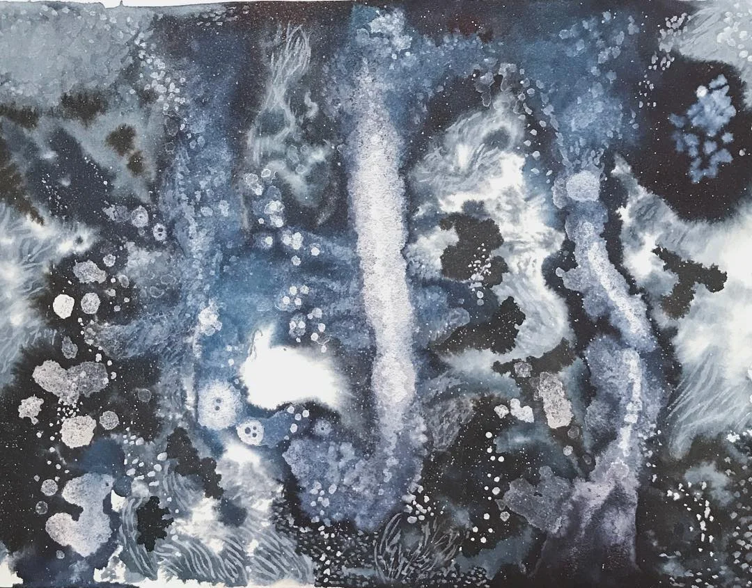 "Cavities," 2018. 6x8" watercolor, ink on 100% cotton hot press watercolor paper. © Sarah B. Smith Art.