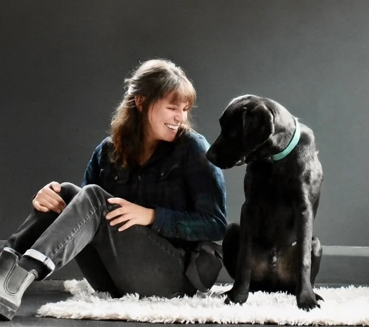 Lead trainer Kate with a labrador boarder in Far Fetched Acres 